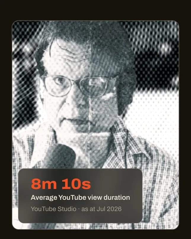 Bonafide’s sponsorship site on a phone: a halftone portrait of host Luke Bona, with his average YouTube view time of 8m 10s.